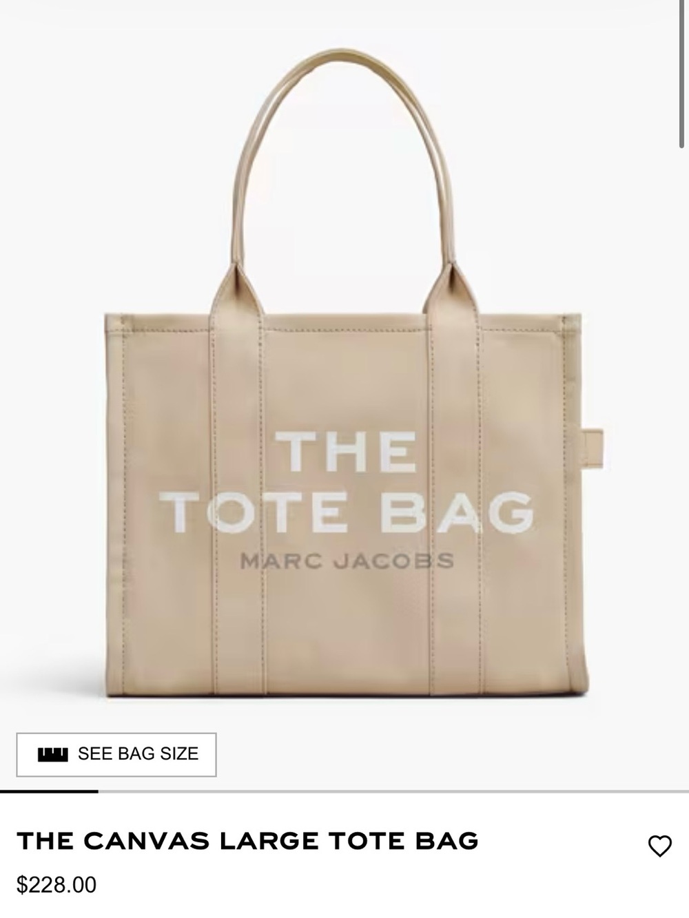 Marc Jacobs The Tote Bag - Beige Canvas Large Tote